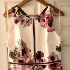 Ted Baker Nanina White/Floral Sheath Dress- US 10
